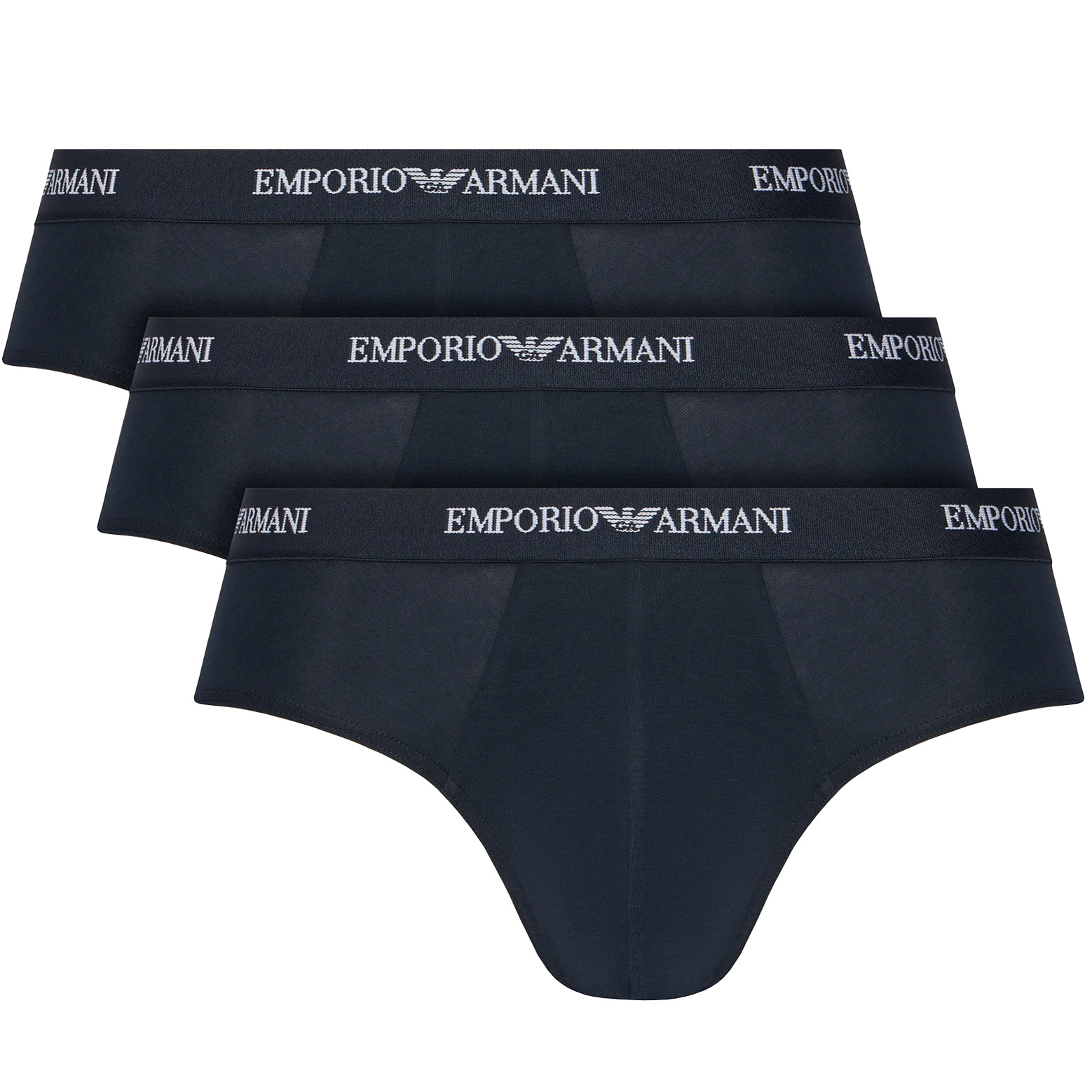 Armani slips met logo band 3 pack blauw